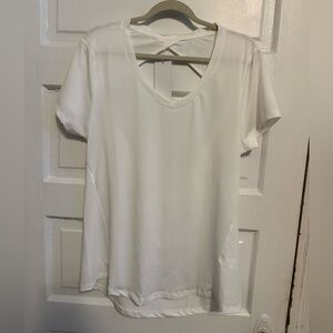 White V-Neck Short Sleeve Workout Top